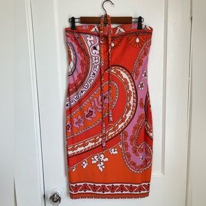 Cache Strapless Dress with Chain Belt Size L